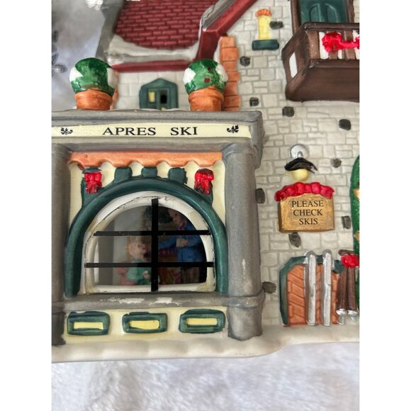 Christmas Village Scene With Accessories - Apres Ski Shop Trees Santa & Snowman - Picture 10 of 15